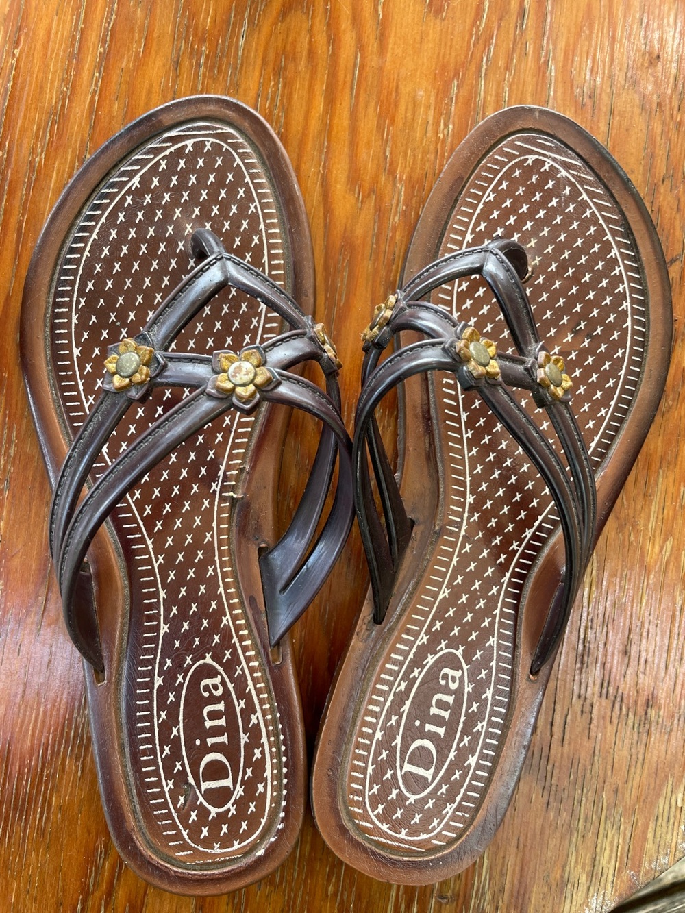 Dina West African Brown Floral Wedge Sandals | EU 38